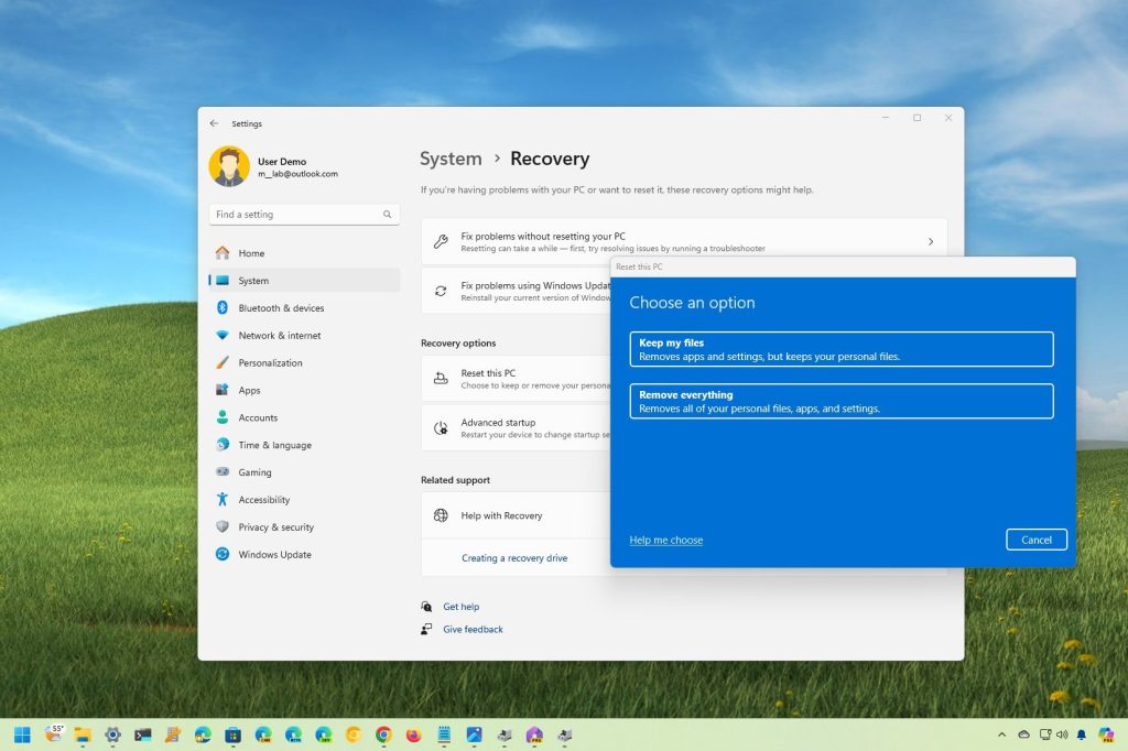 Reset my pc